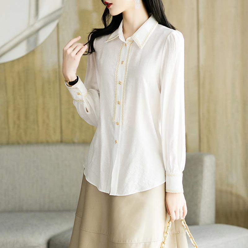 New Spring Style Small Fragrant Cotton Shirt Long Sleeve Lapel - Trendha