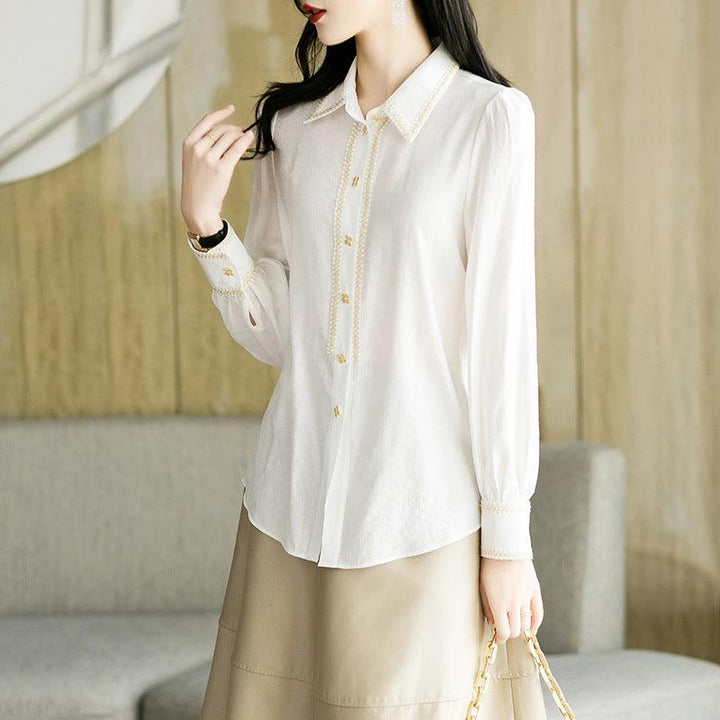 New Spring Style Small Fragrant Cotton Shirt Long Sleeve Lapel - Trendha