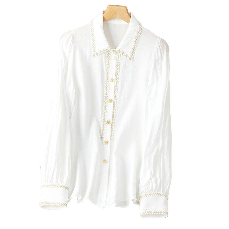 New Spring Style Small Fragrant Cotton Shirt Long Sleeve Lapel - Trendha