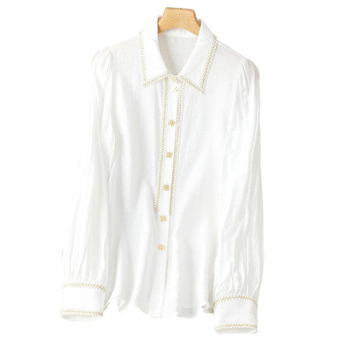 New Spring Style Small Fragrant Cotton Shirt Long Sleeve Lapel - Trendha