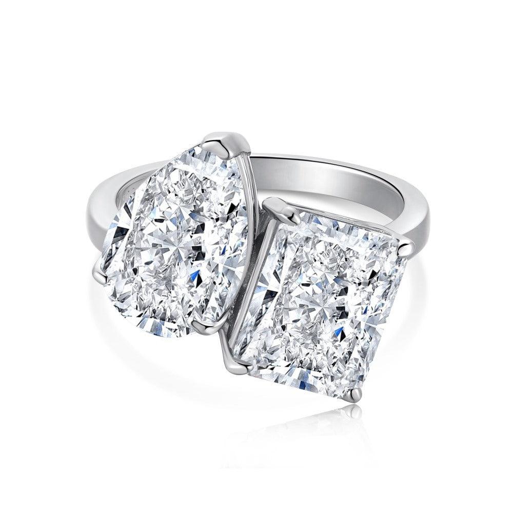 New Two-tone Diamond Ring Pear-shaped Ring Fashion - Trendha