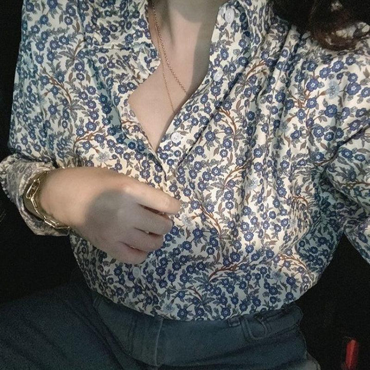 Niche Art Shirt Retro Blue Arabesque - Trendha