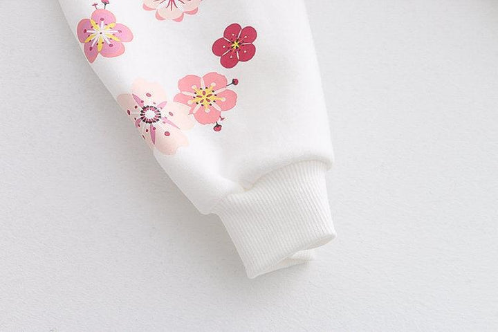 Plum Blossom Printed Hooded Sweatshirt Girl - Trendha