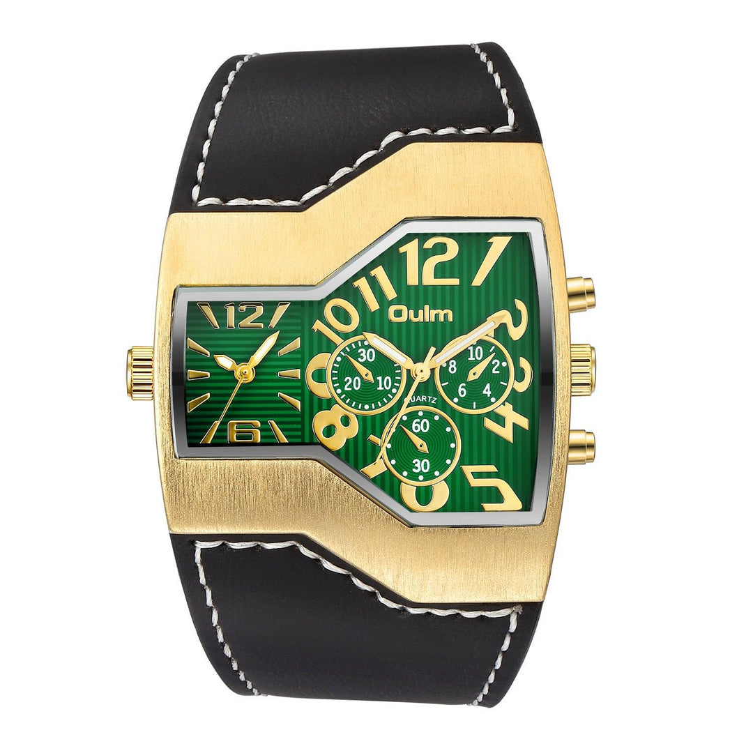 Premium Belt Large Dial Gold Men's Watch - Trendha