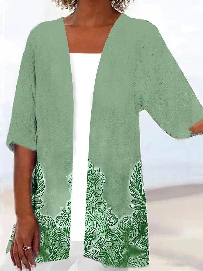 Printed Loose Top Fashion Coat - Trendha