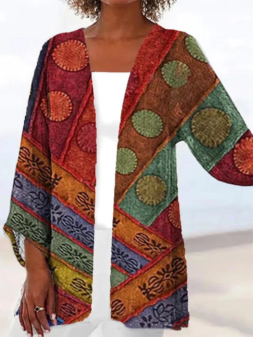 Printed Loose Top Fashion Coat - Trendha