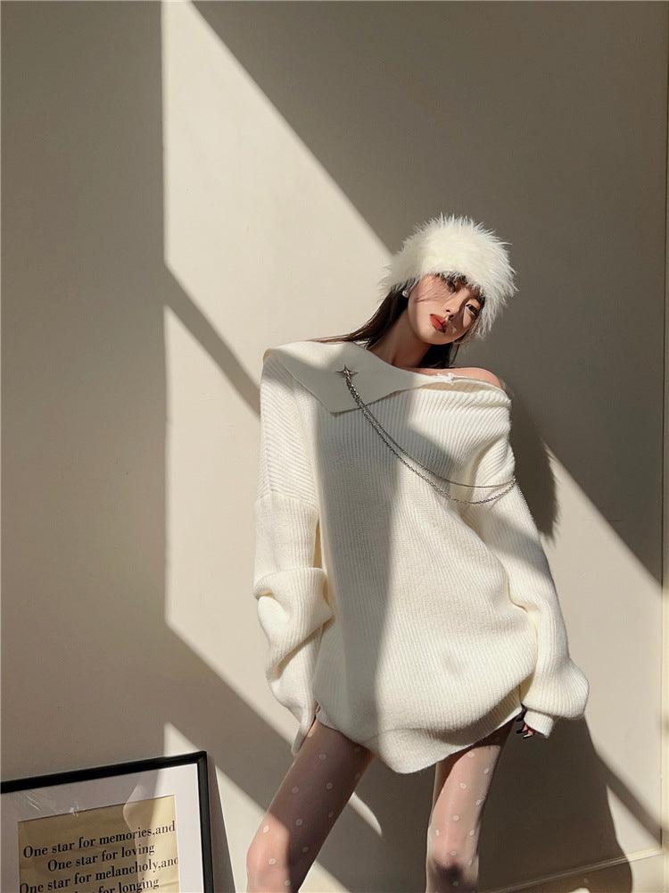 Pure Lust Off Shoulder Zipper Sweater For Women - Trendha