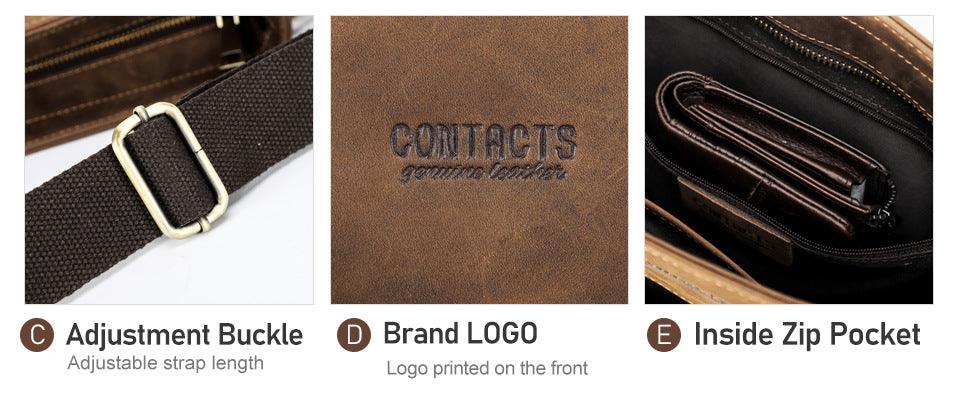 Retro Crazy Horse Leather Trend Men's One Shoulder - Trendha