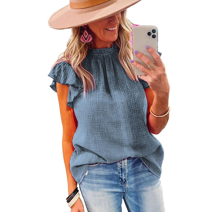 Rose Sleeved Round Neck Women's Top Shirt - Trendha
