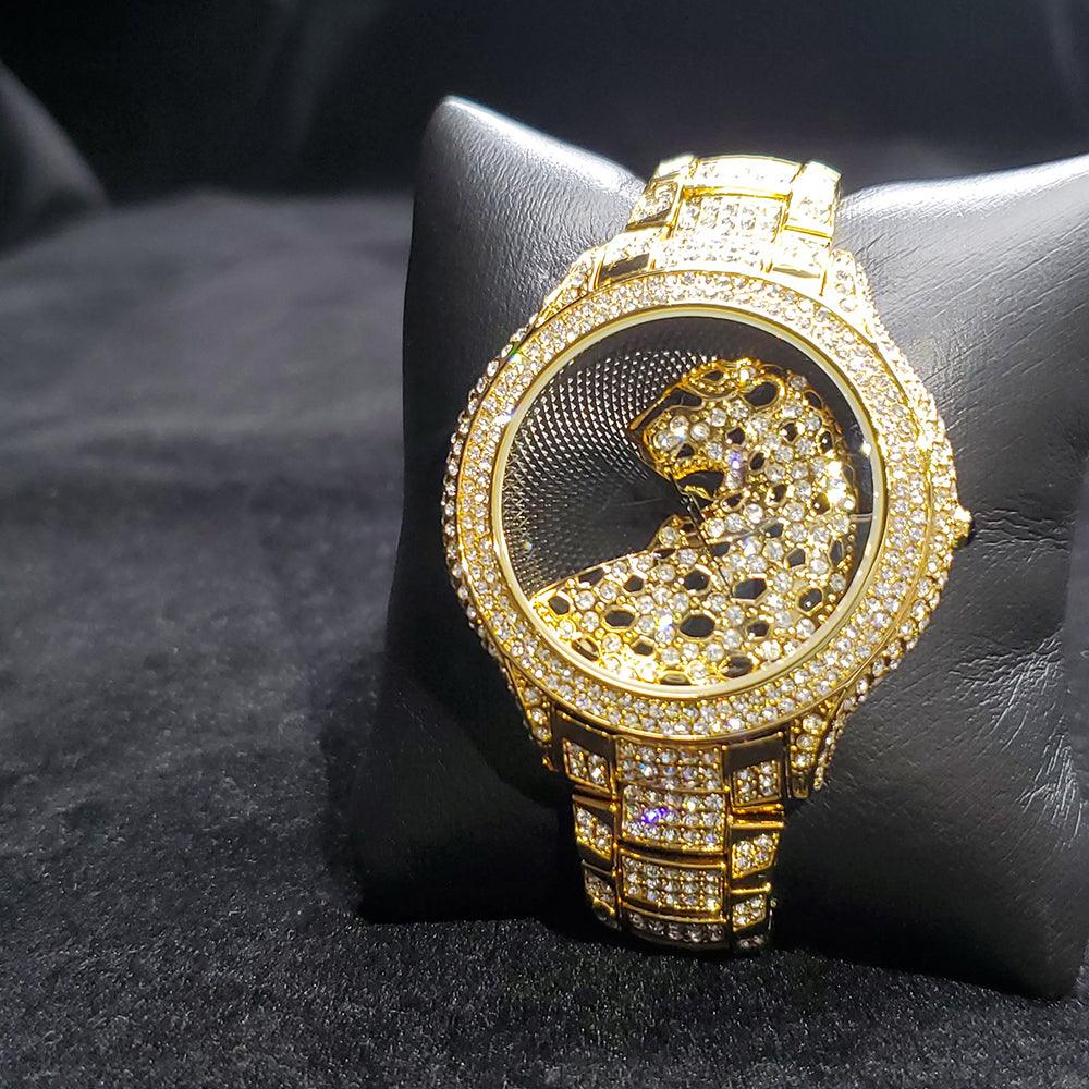 Round Leopard Full Diamond English Ladies Watch - Trendha