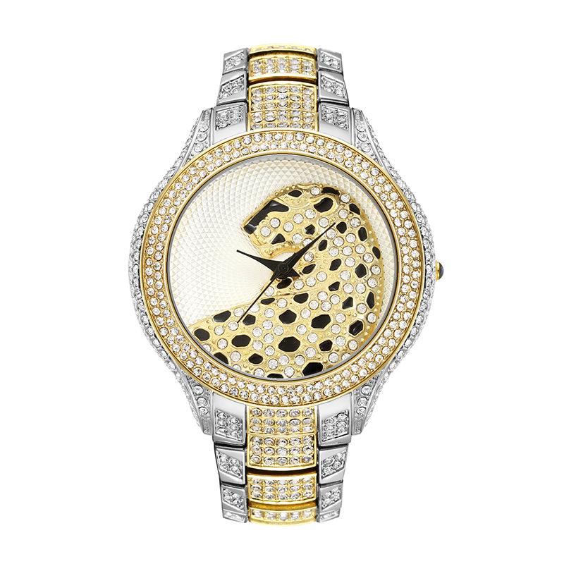 Round Leopard Full Diamond English Ladies Watch - Trendha
