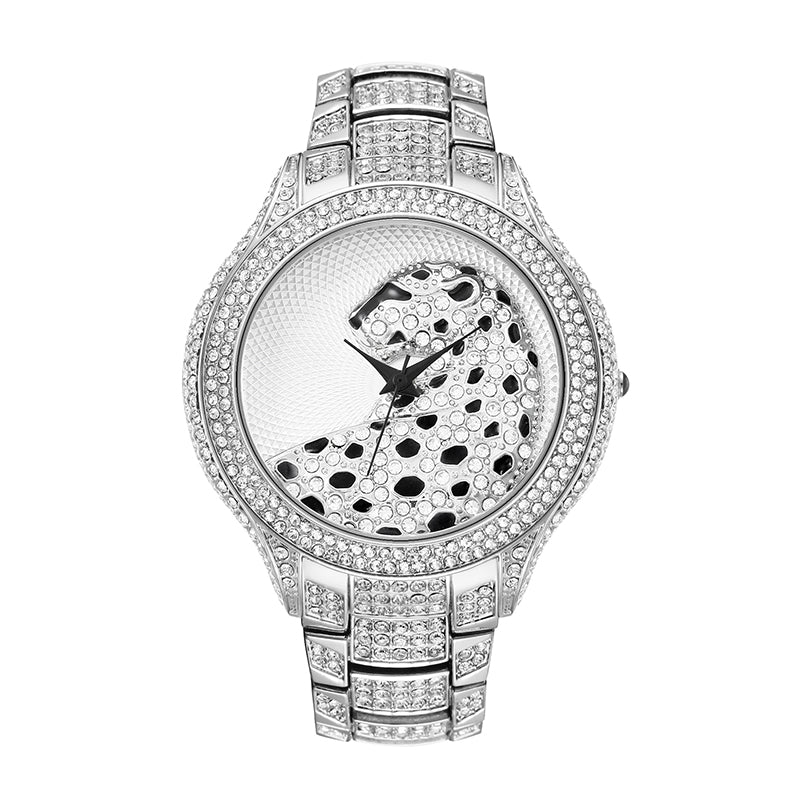Round Leopard Full Diamond English Ladies Watch - Trendha