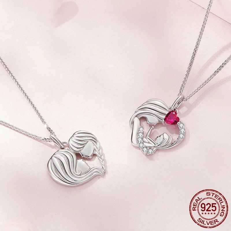 S925 Mother And Daughter Heart Affection Light Luxury Necklace