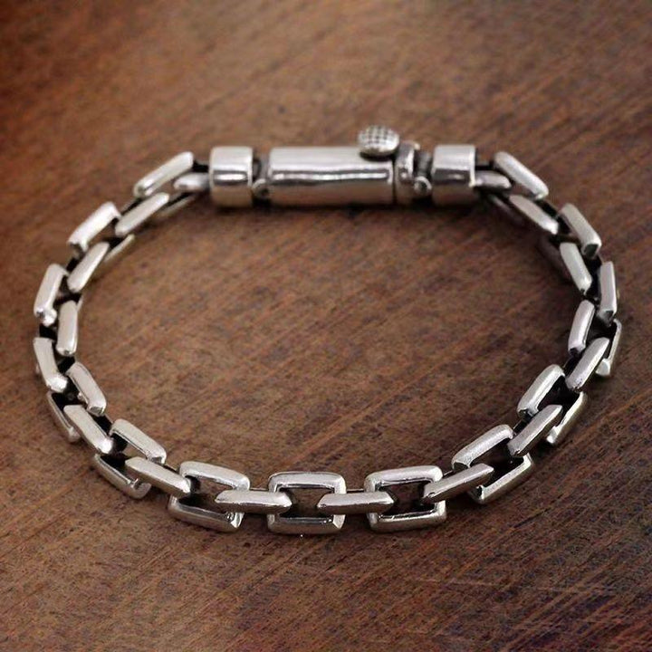 S925 Pure Silver Bolt Bracelet Interlocking Retro - Trendha