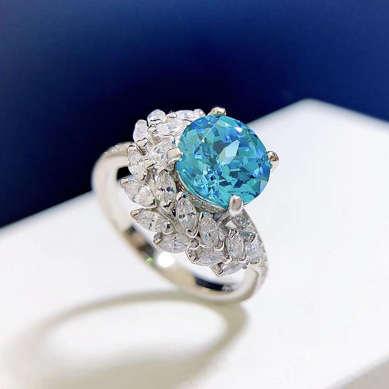 S925 Silver Round Rhinestone Ring - Trendha