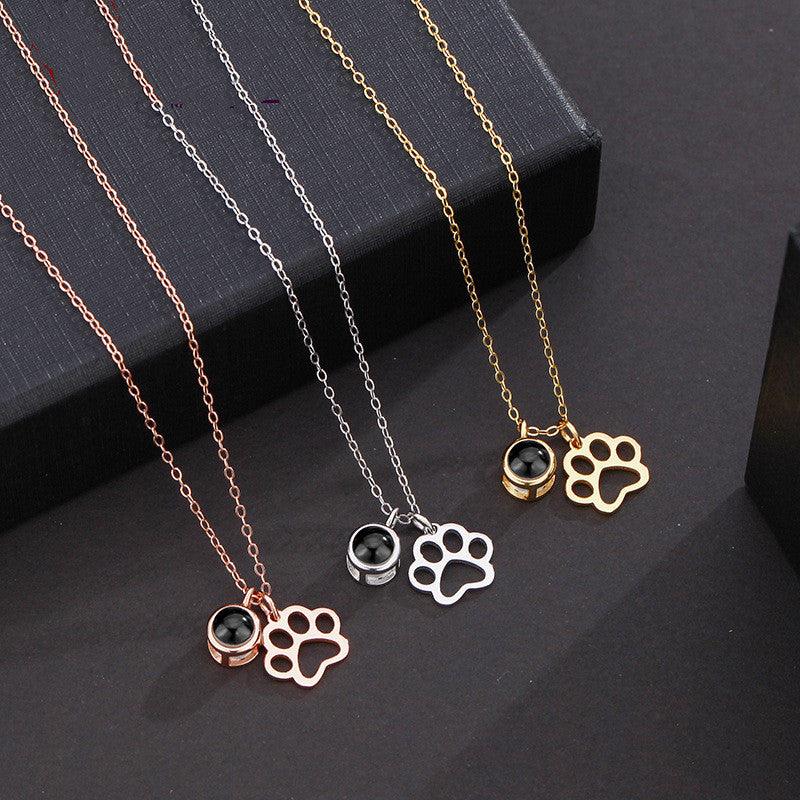 S925 Sterling Silver 100 Languages I Love Your Projection Claw Necklace