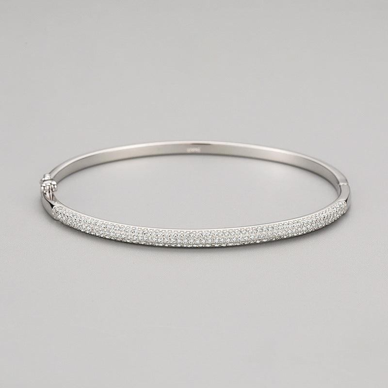 S925 Sterling Silver Bracelet Female Opening Oval - Trendha