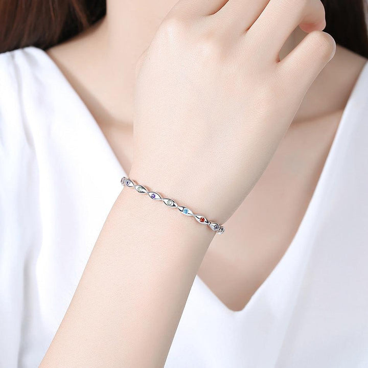 S925 Sterling Silver Colorful Horse Eye Bracelet - Trendha