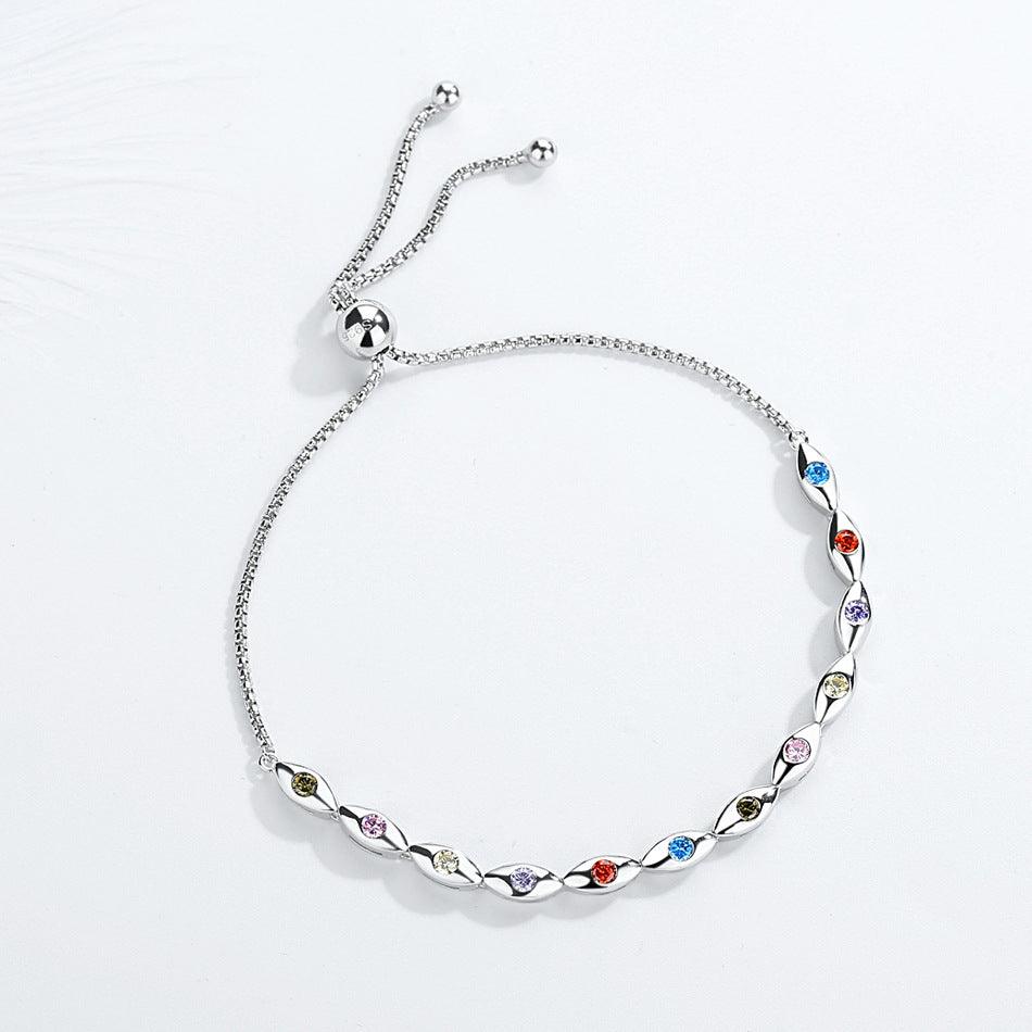 S925 Sterling Silver Colorful Horse Eye Bracelet - Trendha