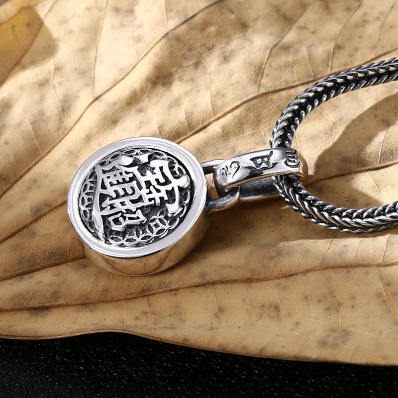 S925 Sterling Silver Fortune In Pendant Men Can Turn Double-sided