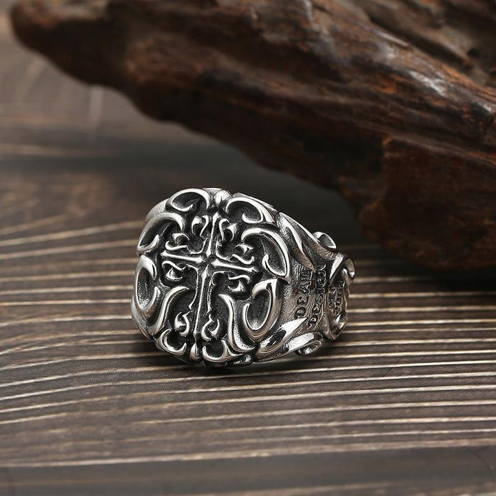 S925 Sterling Silver Heavy Industry Cross Ring Men - Trendha