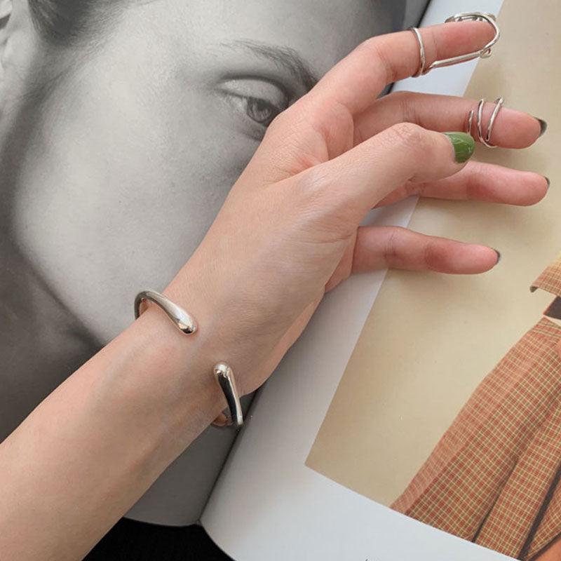 S925 Sterling Silver Irregular Flow Square Bracelet - Trendha