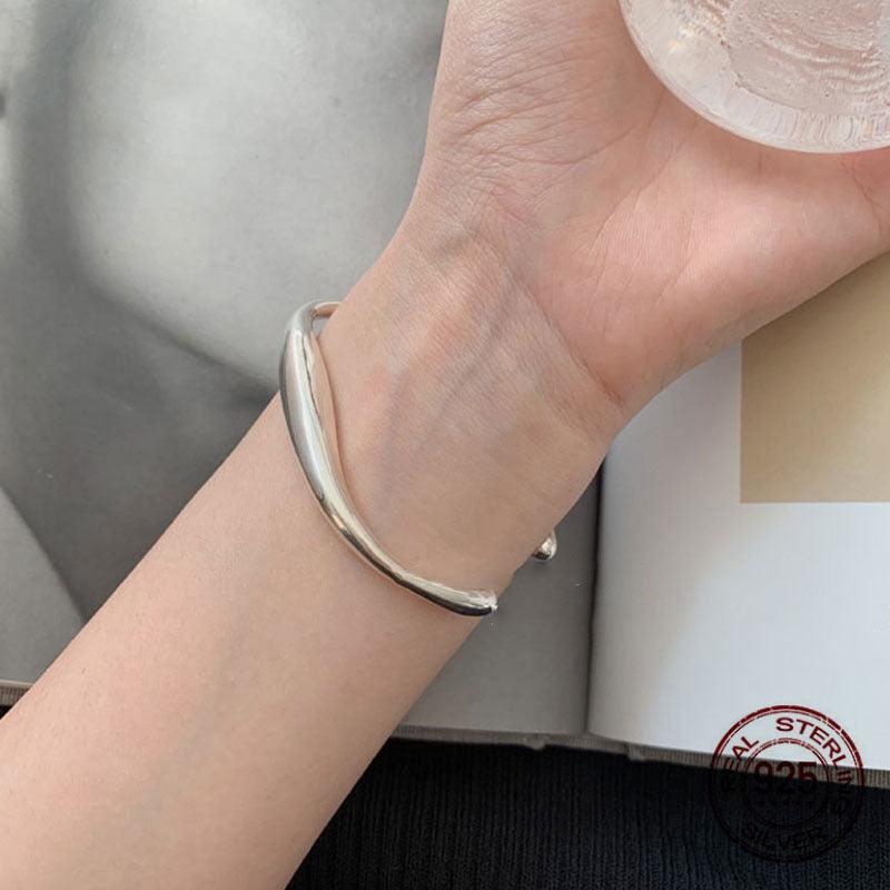 S925 Sterling Silver Irregular Flow Square Bracelet - Trendha