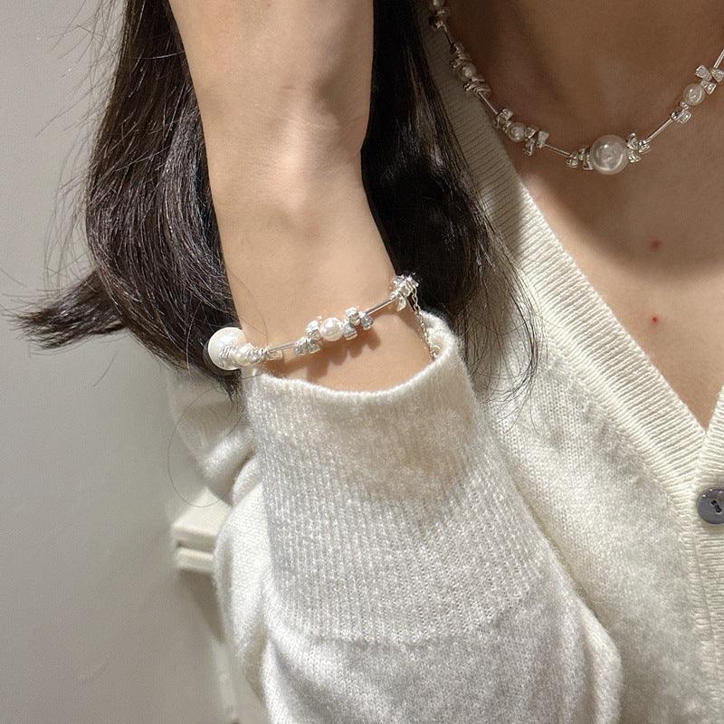 S925 Sterling Silver Irregular Pearl Bracelet - Trendha