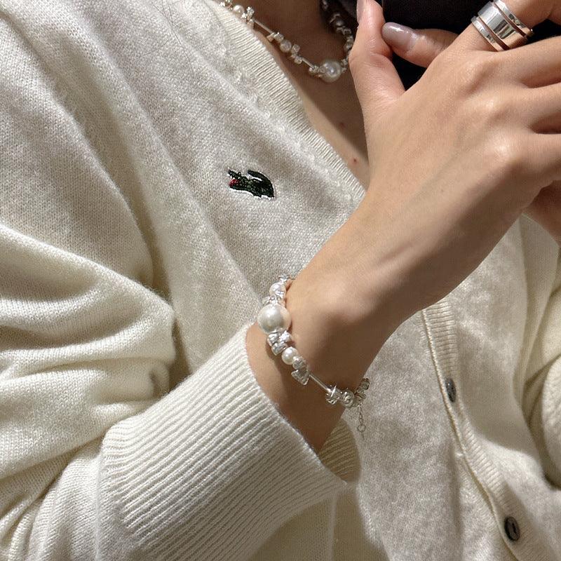 S925 Sterling Silver Irregular Pearl Bracelet - Trendha