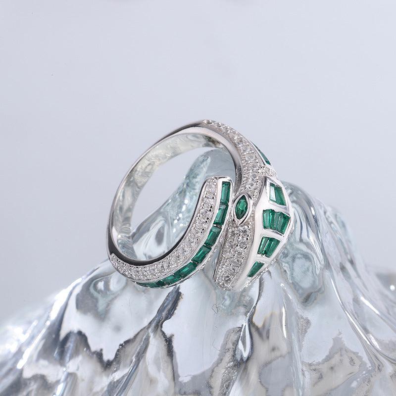 S925 Sterling Silver Micro Set Purple Snake Ring - Trendha