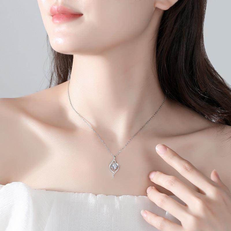S925 Sterling Silver Mosang Diamond Necklace For Women's Simplicity