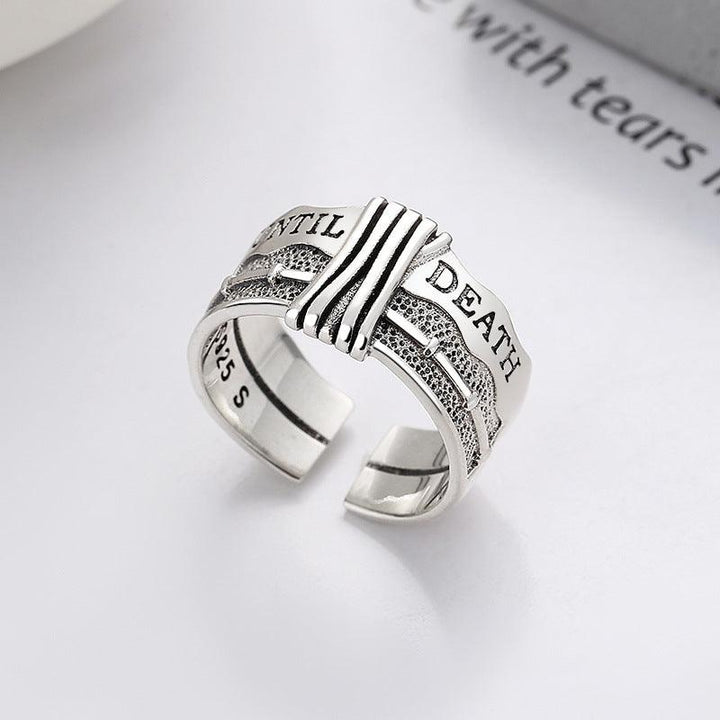 S925 Sterling Silver Retro Distressed Ring - Trendha