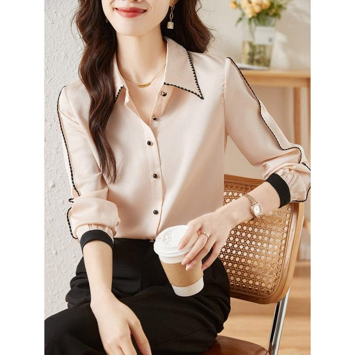 Satin Lapel Shirt Top For Women - Trendha