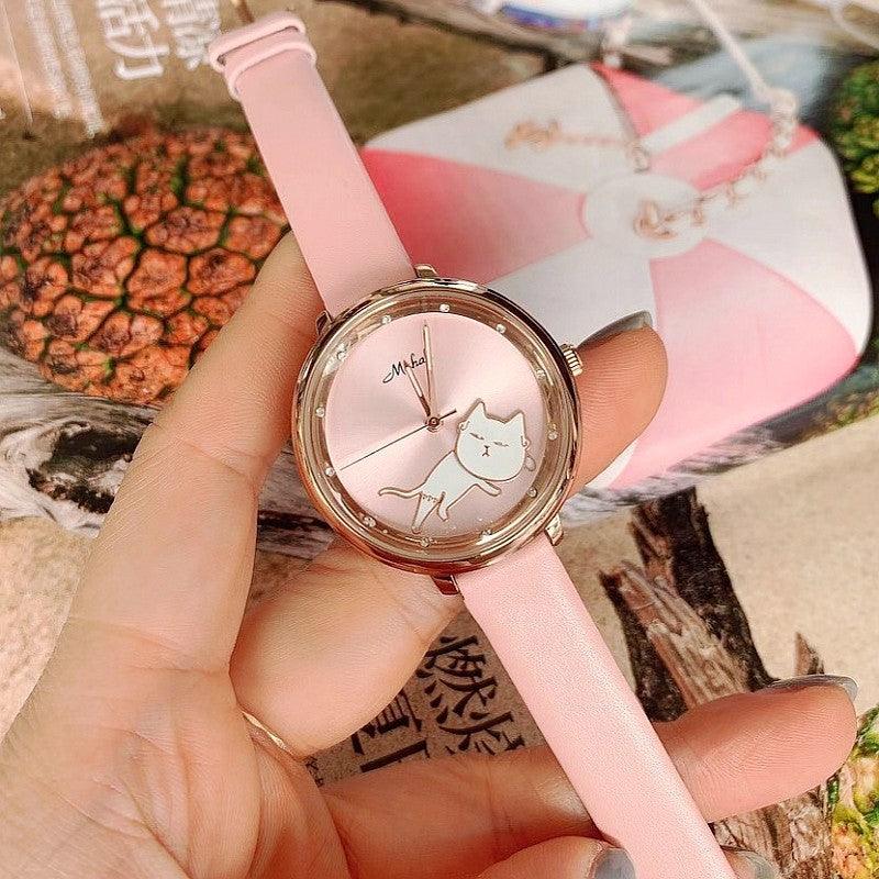 Shaking His Head Kitten Fashion Female Student Watch - Trendha