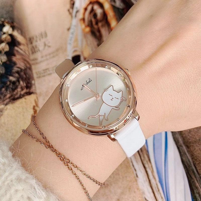 Shaking His Head Kitten Fashion Female Student Watch - Trendha
