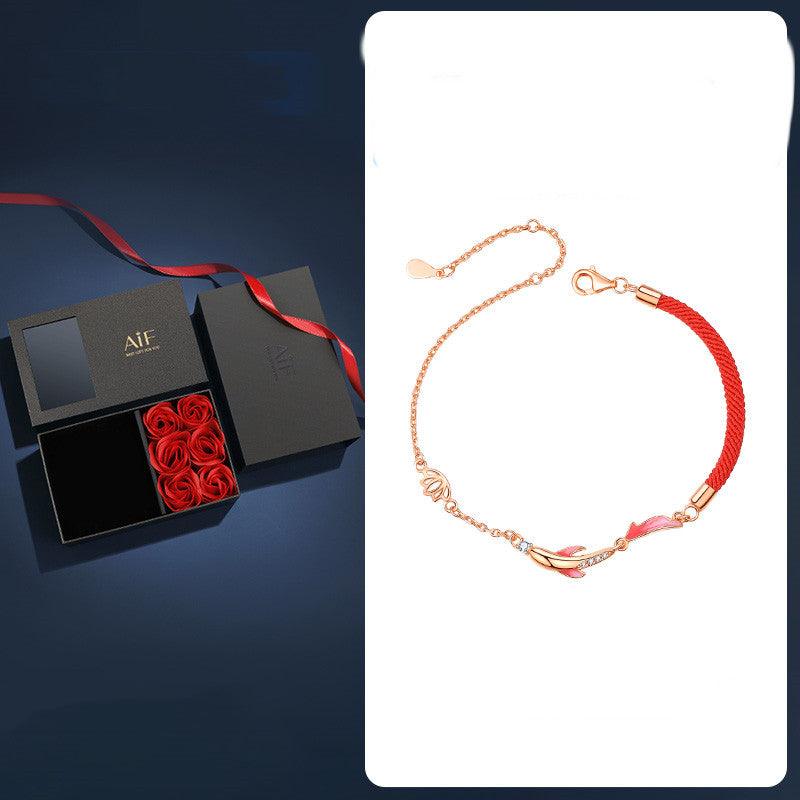 Shore Koi Lucky Red Rope Bracelet - Trendha