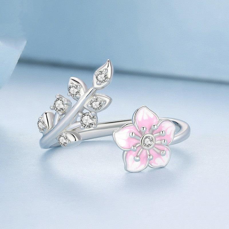 Silver Charm Gradual Pink Flower Ring - Trendha