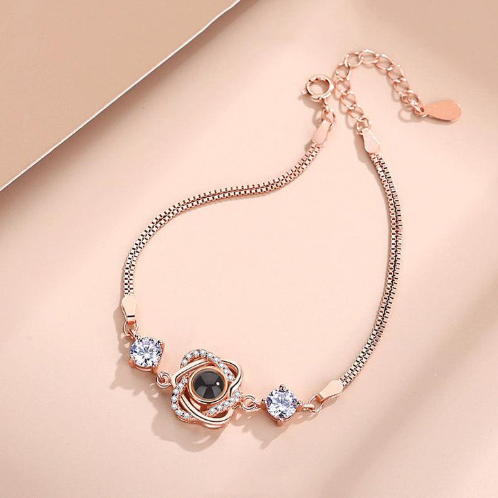 Silver Double Heart Projection Bracelet Ladies Simple - Trendha