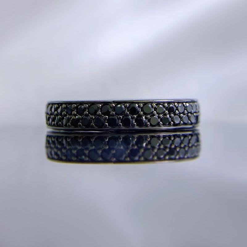 Silver Fashion Black Diamond Stackable Ring - Trendha