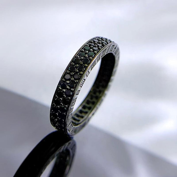 Silver Fashion Black Diamond Stackable Ring - Trendha
