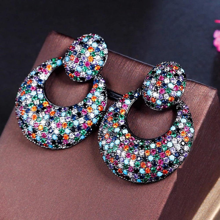 Silver Needle Light Luxury Geometric Zircon High-end Stud Earrings - Trendha