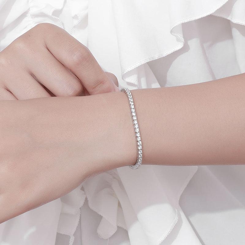 Simple Sterling Silver Bracelet Full Of Diamond Girl Girlfriends Birthday Gift - Trendha