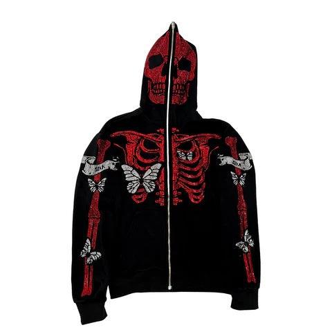 Skull Digital Printed Hooded Sweater - Trendha