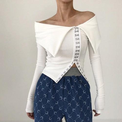 Slim Fitting Long Sleeved T-shirt Top - Trendha