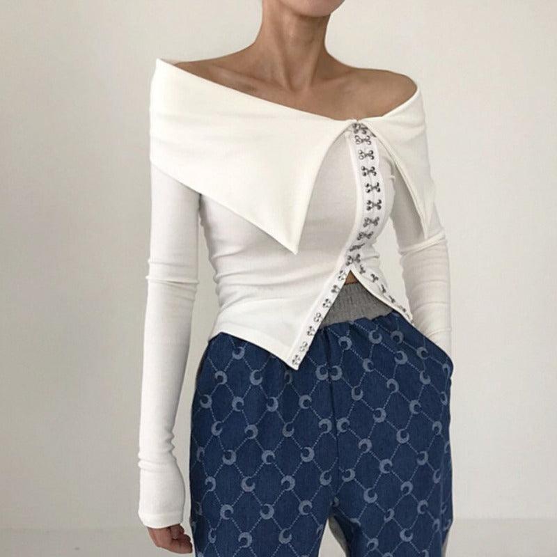 Slim Fitting Long Sleeved T-shirt Top - Trendha