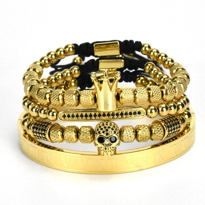 Stainless Steel Skull Bracelet Set Four Pieces For Men - Trendha