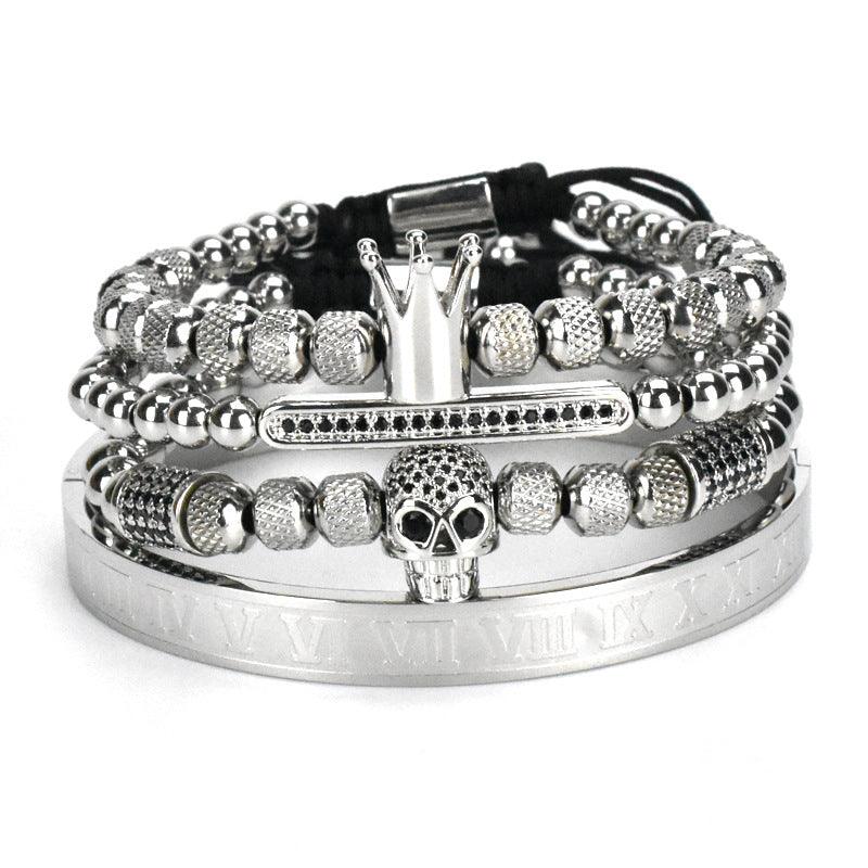 Stainless Steel Skull Bracelet Set Four Pieces For Men - Trendha