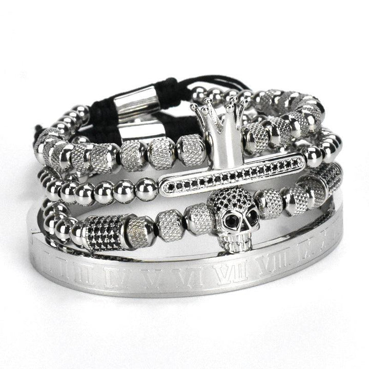 Stainless Steel Skull Bracelet Set Four Pieces For Men - Trendha