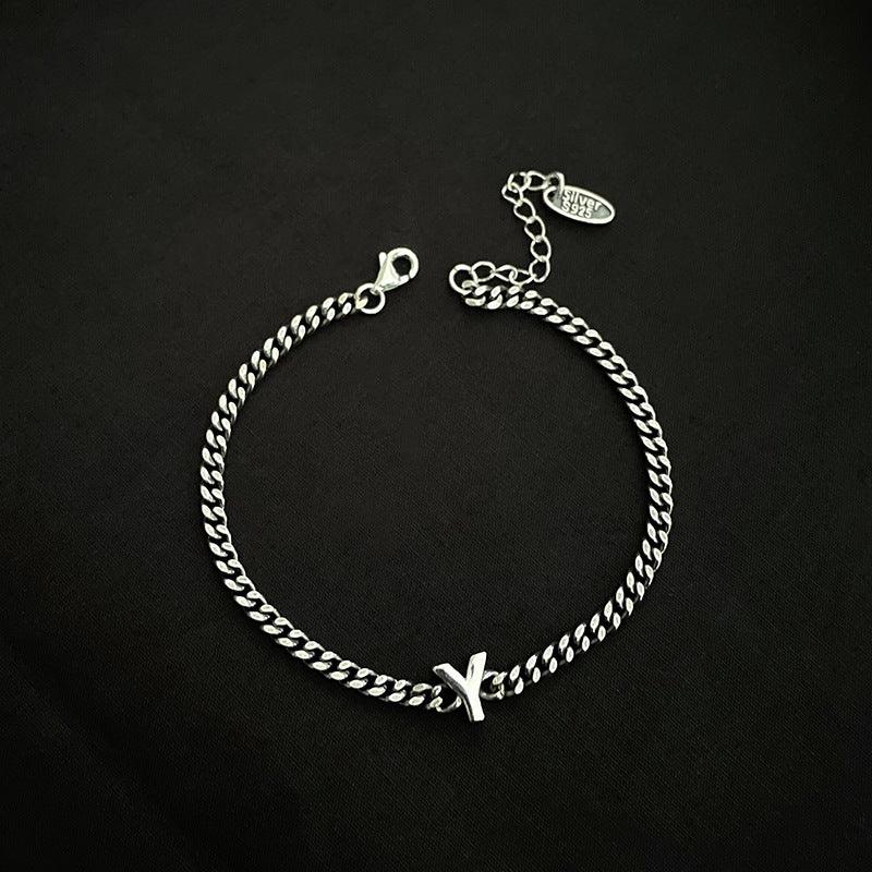Sterling Silver 26 English Letter Bracelet Female Minority - Trendha