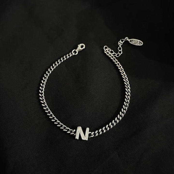 Sterling Silver 26 English Letter Bracelet Female Minority - Trendha